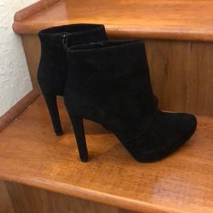 Zara Black Suede Heeled Ankle Boots